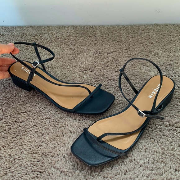 SHE&IN Shoes - She&in Square Toe, Strapped Kitten Heal Sandals